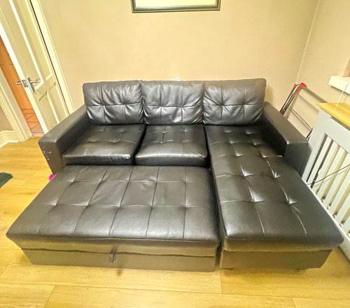 Black faux leather - faux, corner