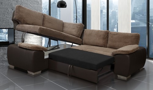 New corner sofa bed - enzo, brown