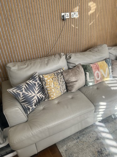 Used cream leather corner - leather, sofa
